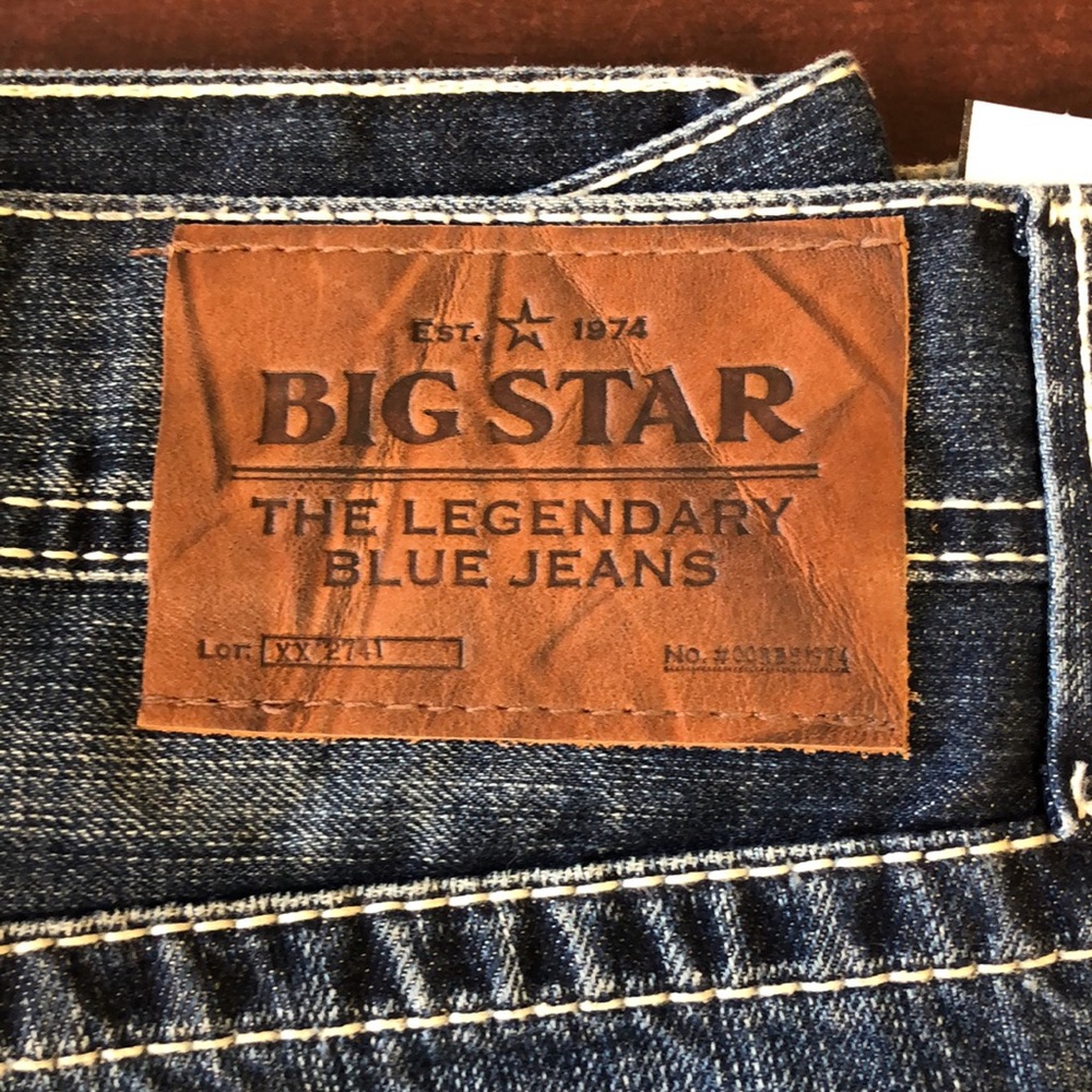 Men's Big & Tall Vintage Thick Stitch Embroidered Distressed Jeans - Picture 5 of 15